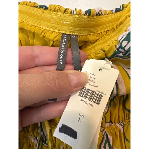 Anthropologie NWT The Somerset Strapless Maxi Dress Yellow Leaf Print L - Picture 5 of 10